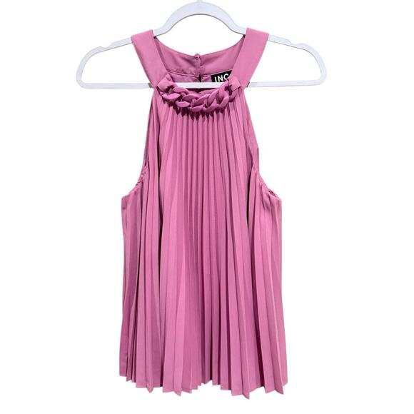 INC International Concepts Pink Pleated Chain Trim Sleeveless Top Women’s Size M - Picture 3 of 15